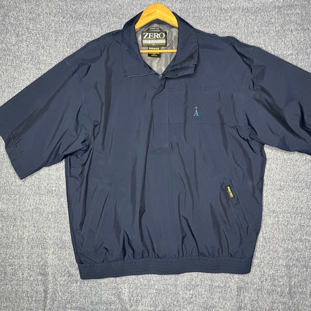 Zero Restriction‎ Golf Windbreaker Jacket Men's XXL Navy Short Sleeve Gore-Tex